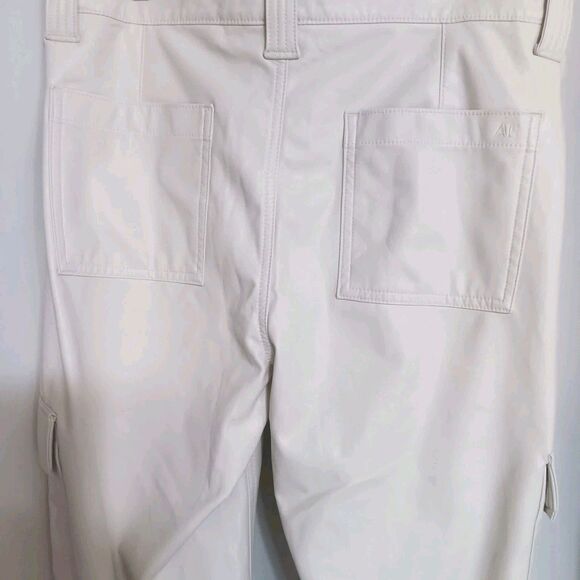 American Eagle Outfitters Faux Leather Cargo Pants Cream Size 12 Regular Stretch - Picture 8 of 12
